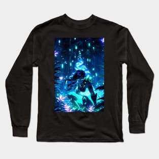 Bioluminescent glowing girl in the cave Long Sleeve T-Shirt